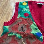None Vintage Handknit Lecomte Red Christmas Sweater Vest Women Size M Holiday Photo 3
