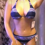 NWT Paisley Striped Bikini Swim Suit Set Purple Size M Photo 0