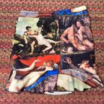 NUDE RENAISSANCE PAINTING PRINT RUCHED RUFFLE MINI SKIRT Red Photo 2