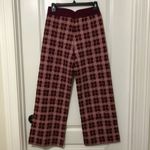 Daydreamer  Women's Pants Size Medium Pink‎ Red Plaid Cropped Knit Retro NWT Photo 5