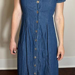 Vintage Blue  100% Cotton Made in USA Denim Maxi Dress Size 4 Photo 0