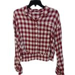 Abound  Red Tibetan Dobby Plaid Top Size‎ Small NEW Photo 0