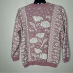 American Vintage Vintage 90s 1990s Rose Floral Crew Neck Pink Sweater retro Floral Design Large Photo 3
