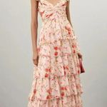 Mac Duggal Pink Floral Ruffled Sweetheart Sleeveless A-Line Gown Size 6 Photo 4