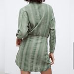 ZARA  The Zoe Dress Green Striped‎ Tie Front Mini Button Down Shirt Dress Size XS Photo 1