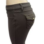 One 5 One  Brown Rhinestone Embellished 5 Pocket Low Rise Stretch Pants Womens 10 Photo 5