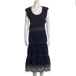 Veronica Beard NWOT Amaia Navy Midi Eyelet Short Sleeve Embroidered Dress Size S Photo 9