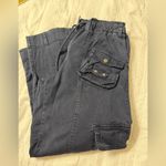 Free People  Tahiti Cargo Navy Military Cotton Drawstring Utility Pants Medium Photo 8