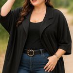 Bobeau Size XL Collar Open Front Cardigan Cape Kimono Polyester Spandex Black Photo 0