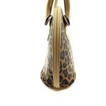 Genuine Stingray Exotic‎ Leather Leopard Print Satchel Handbag Purse, Gold Trim Brown Photo 5
