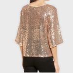 Chelsea28 NEW  ROSE GOLDTONE SEQUIN KIMONO 3/4 SLEEVE CREW NECK PULLOVER BOXY TOP Photo 2