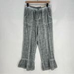 Soft Surroundings Petite Raleigh Gray Gauze Cotton Wide Leg Flounce Hem Pants M Photo 1