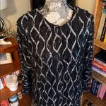 ZARA  Black and Silver Long Sleeve Fringe Style Mini Dress Photo 4