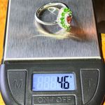 Natural Red Garnet Chrome Diopside Sterling Silver Halo Ring Size 10 Green Photo 6