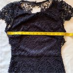 Harper Navy Blue Crochet Lace Open Back Dress Small, Fitted Mini Dress Blue Size L Photo 10