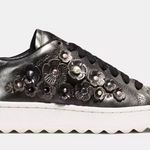 Coach  Tea Rose Floral Embellished Metallic Leather Sneakers womens shoe size 9 B Photo 1