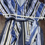 ZARA New Striped Blue Romper Jumpsuit Tie Belt Womens Large Sexy Fun Date Night Photo 14