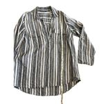 Ellen Tracy Long sleeve denim blue & white collar blouse 1X 100% linen c… Photo 3