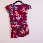 Parker Women's Flutter Short Sleeve Wrap Top With Tie At The Waist Satin Floral Photo 3