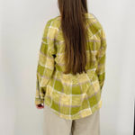Very J coastal cowgirl linen blend citrus button down layering top / shirt plaid s Photo 3