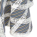Sandro  Womens US 4 Illa Midi Dress Striped Lace Cold‎ Ruffle Shoulder Blue White Photo 7