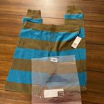 BP NWT Wide Stripes Elastic Waist Tapered Ribbed Knit Leggings Pants MED olive t Photo 7