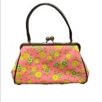 Glenda Gies Handbag lemon lime pink floral snap clutch purse Photo 22
