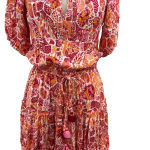 Poupette St. Barth Mini Bona V Red Chagal Printed Pink Orange Dress Size Small Photo 6