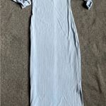 stretchy New Blue Ribbed Halter Backless‎ Bodycon Dress Tie Waist US XS/S Photo 3