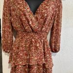 Mimi Chica NWT  Brown Floral Bell Long Sleeve Mini Dress Photo 0