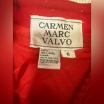 Carmen Marc Valvo Red Beaded Wool Cocktail Dress with Bolero – Size 6 Photo 6