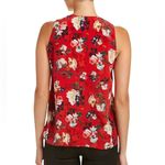 The Kooples ‎ Silk Floral Tank Top Red Spring Flower Size M Exposed Zipper Photo 5