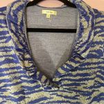 Tyler Boe Dress Zebra Print Knit Blue Gray Long Sleeve Ruffle Size Medium Photo 10