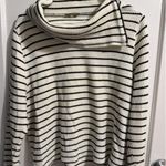 Lilla P Sweater Womens Medium White Striped Slouch Neck Long Sleeve Waffle Knit Size L Photo 0