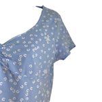 SheIn Ruched Dainty Floral Lettuce Edge Top Periwinkle Large Photo 9