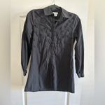 Soft Surroundings  XS Elegant Cotton Eyelet B-Down Black Shirt in Cotton Blend Photo 2