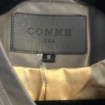 Comme Women’s Dark Grey Faux Leather Motorcycle Jacket Silver Photo 3