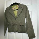 Anthropologie Elevenses Size 4 Olive Green Stripe Blazer Coat Poodle Lined Photo 5