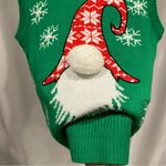Poof! Poof ugly Christmas holiday sweater gnome vest snowflakes green Photo 3