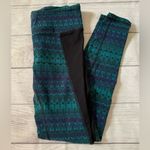 Alo Yoga Illusion 3 Leggings Black/Teal Green Tribal Abstract Print Size Small Photo 2