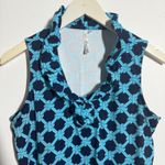 LuLu B Top Women S Blue Woven Print Tank Ruffle Collar Golf Preppy Country Club Photo 2