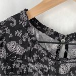 Loft Paisley Ruched Flutter Sleeve Mixed Media Top Lightweight Chiffon Photo 3