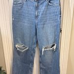 H&M  Women's Size 18 Medium Wash Ripped Denim High Rise 90's Boyfriend Jeans Photo 0