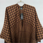 Steve Madden  Plaid Kimono Ruana Reversible Brown Multi One Size Fits All Photo 6