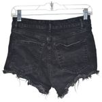 ZARA Black High Rise Distressed Cut Off Denim Shorts Sz 4 Cotton Blend Festival Photo 2
