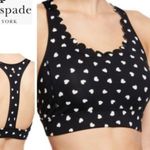 Kate Spade Black White Polka Heartbeat Scallop Racerback Workout Sports Bra Photo 1