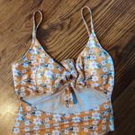Yellow floral one piece swimsuit NWOT White Size L Photo 0