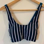 Cupshe  Crisscross Back Scoop Neck Striped Bikini Top Teal Green Women's Large Photo 0