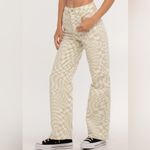 RSQ  by Tilly’s Green & Off-White Wavy Check‎ Wide Leg Denim Jeans Size 26 Photo 1