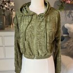 Cloud Chaser  Hoodie Olive Green Soft Comfy Zip Jacket Cropped Womens Small New Photo 1
